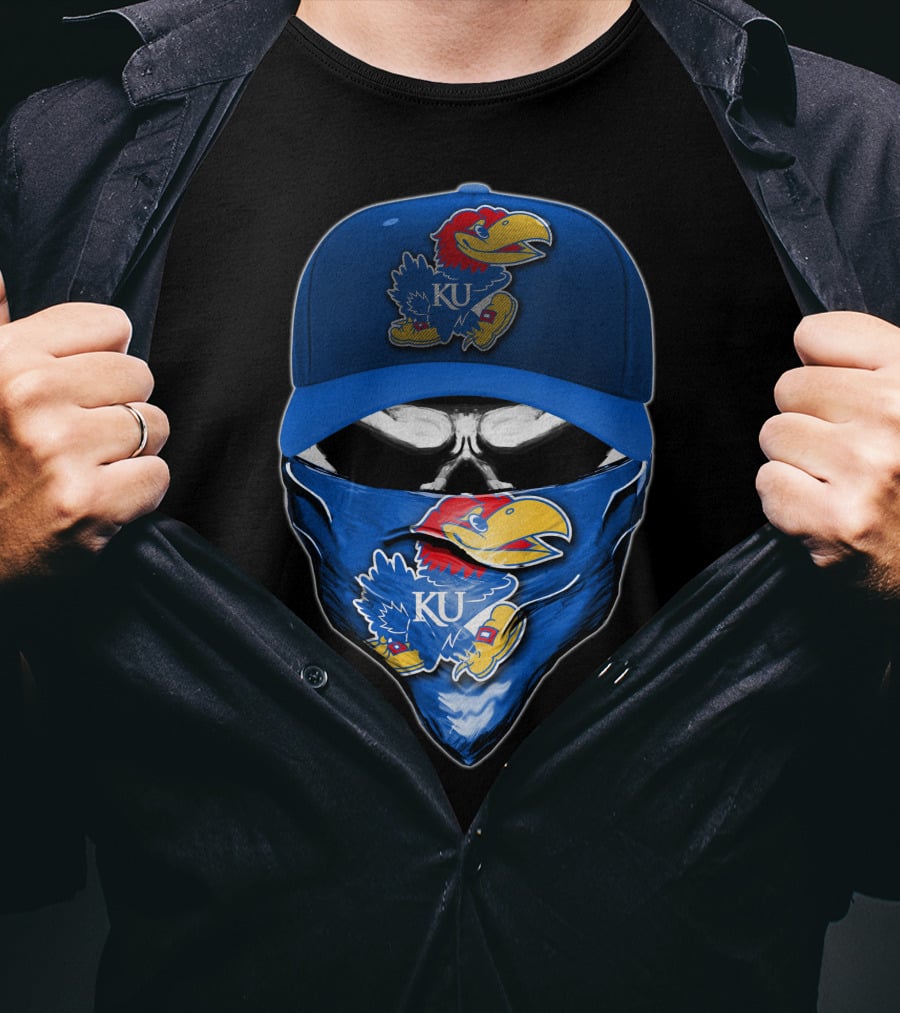 KU Skull Kansas Jayhawks Bandana Hat T-Shirt