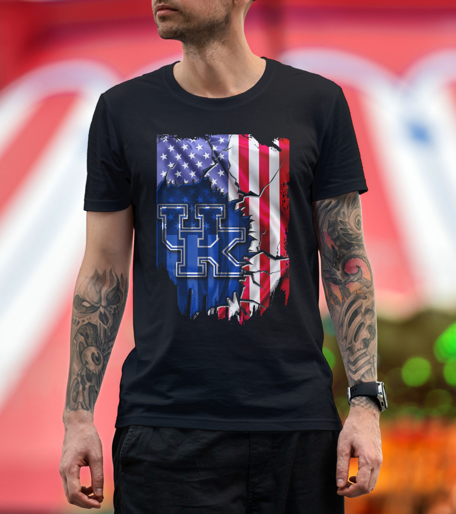 Kentucky Wildcats American Flag Torn T-Shirt