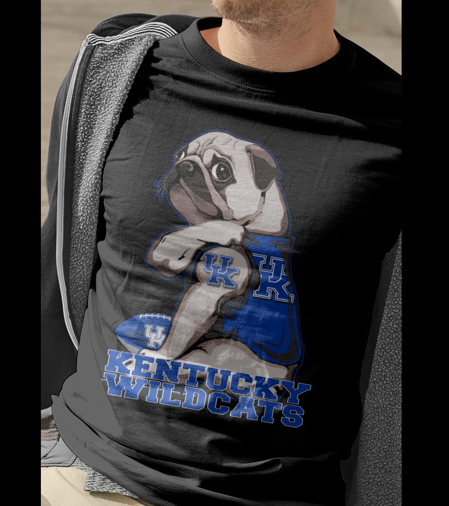 Kentucky Wildcats Pug With Football And UK T-Shirt