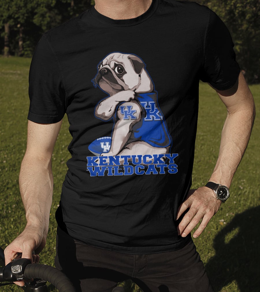 Kentucky Wildcats Pug With Football And UK T-Shirt
