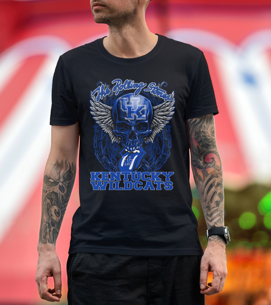 The Rolling Stones Uk Kentucky Wildcats Skull Wings T-Shirt