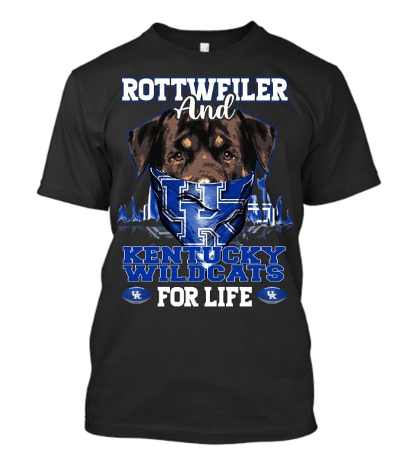 Rottweiler And Kentucky Wildcats For Life UK Logo Football T-Shirt