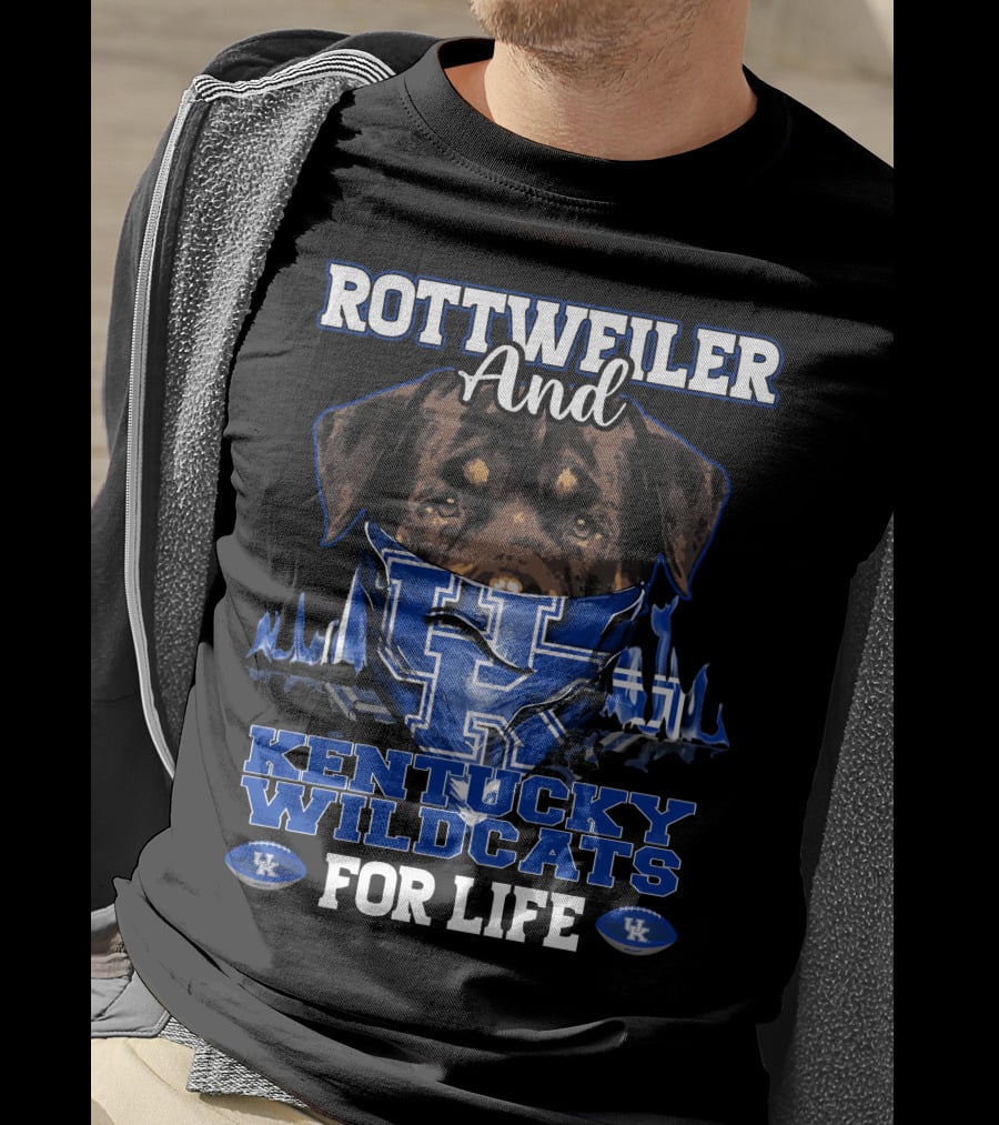 Rottweiler And Kentucky Wildcats For Life UK Logo Football T-Shirt