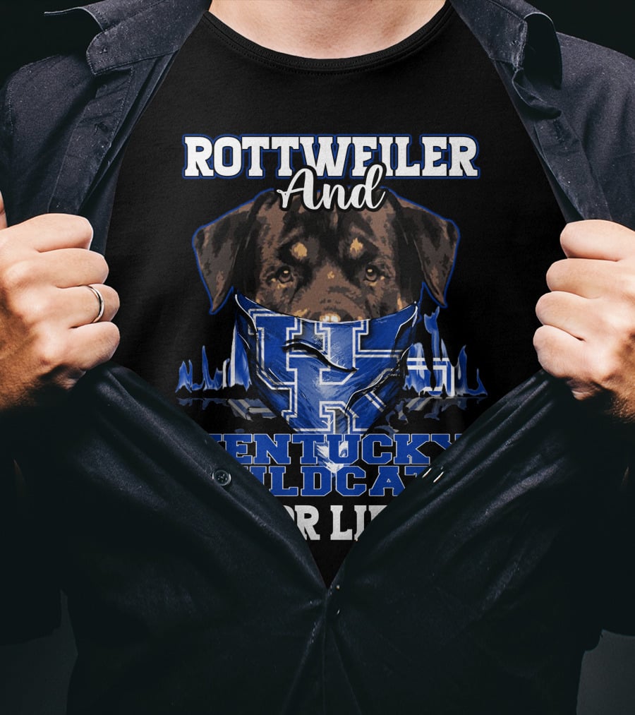 Rottweiler And Kentucky Wildcats For Life UK Logo Football T-Shirt