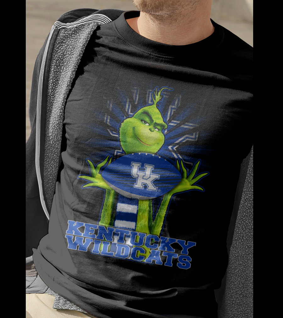 Grinch Holding Kentucky Wildcats Football T-Shirt