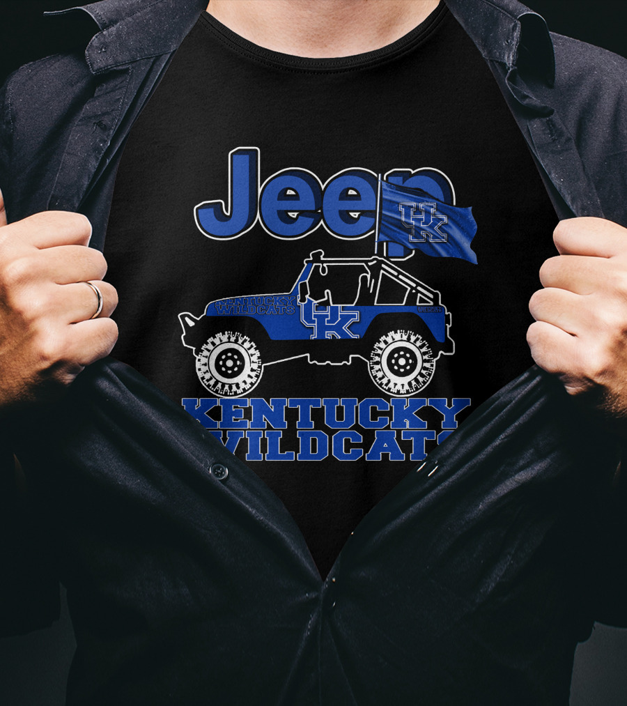 Jeep Kentucky Wildcats UK Flag Off-Road Vehicle T-Shirt
