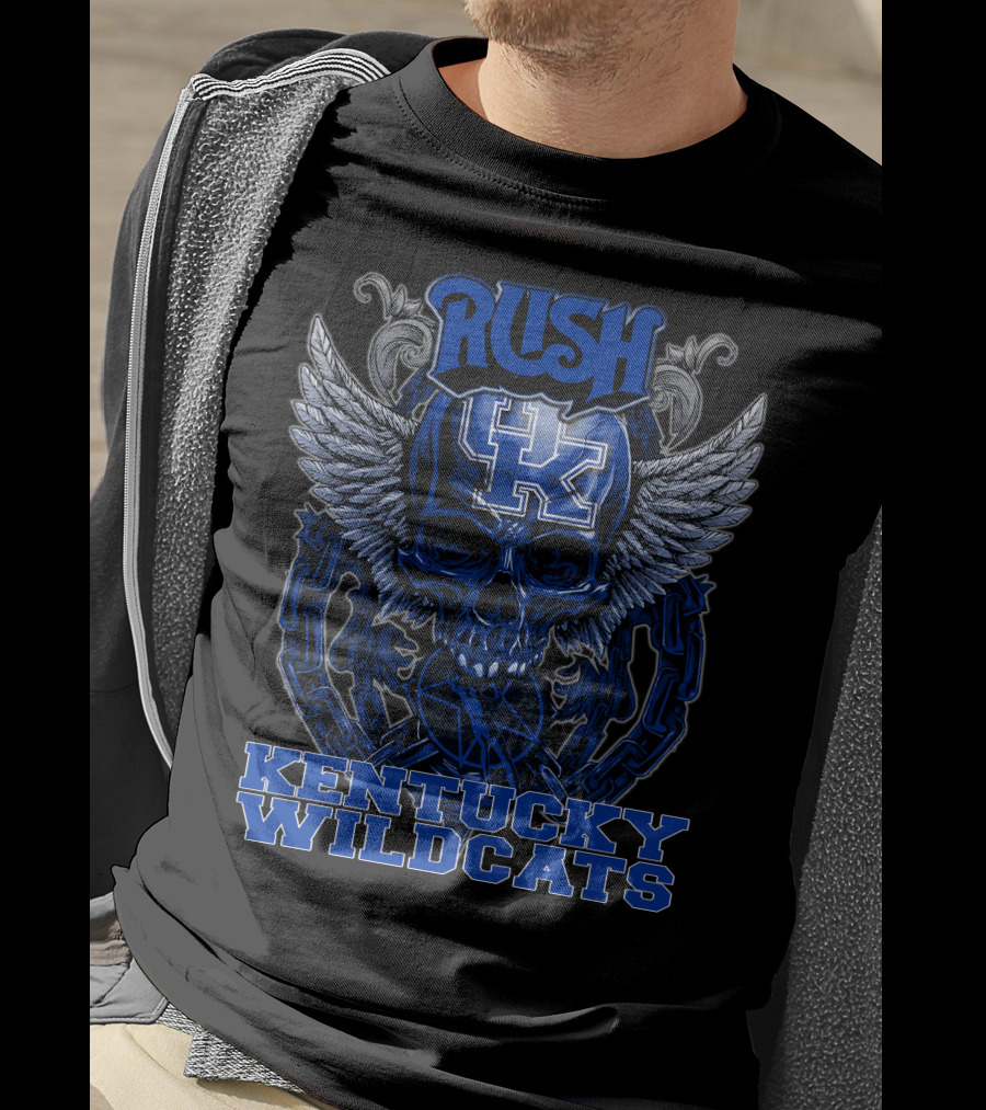 Rush Kentucky Wildcats Skull Winged T-Shirt