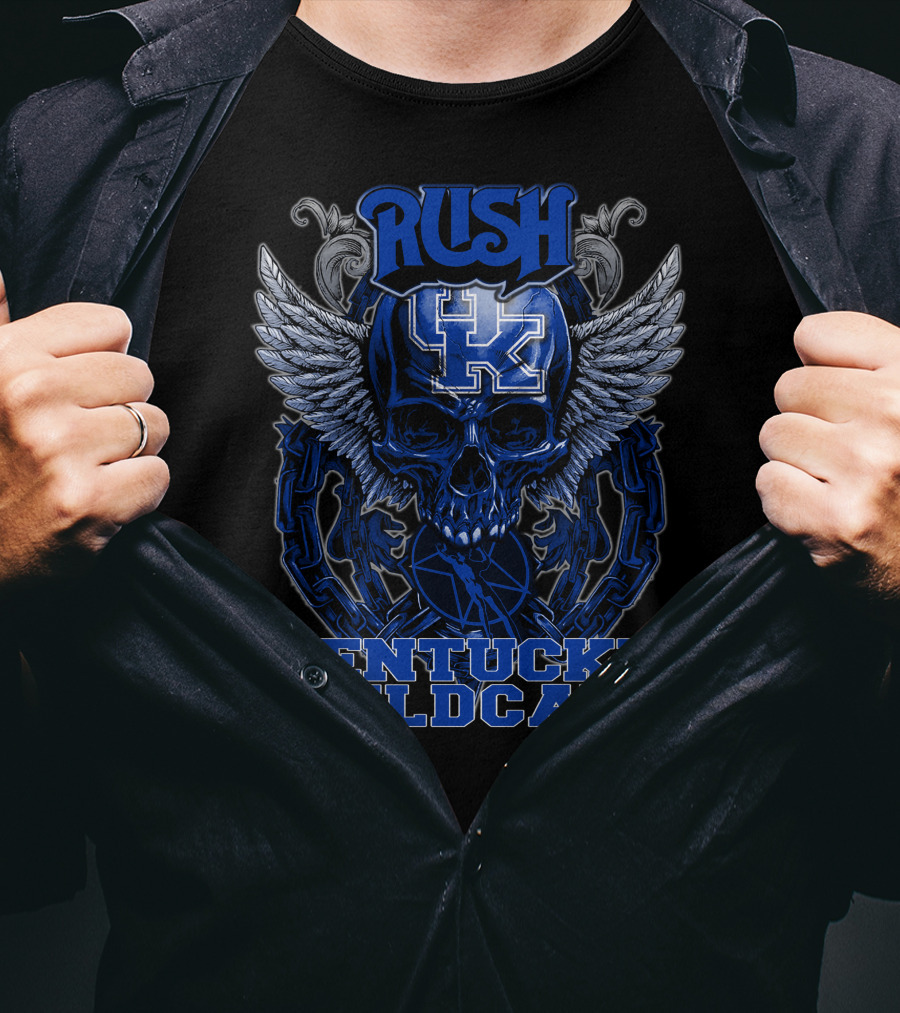 Rush Kentucky Wildcats Skull Winged T-Shirt