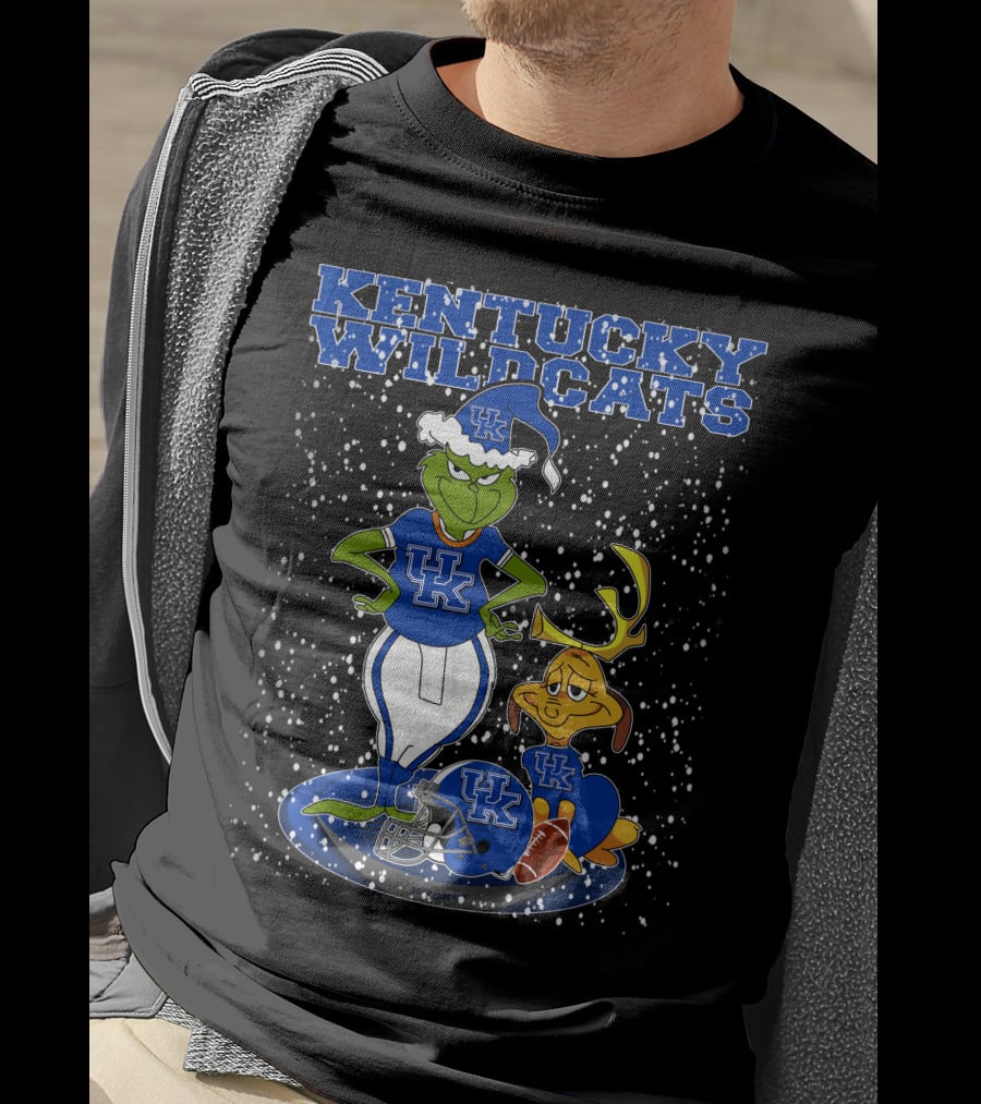 Grinchxmas Kentucky Wildcats UK Football Snowy Scene T-Shirt