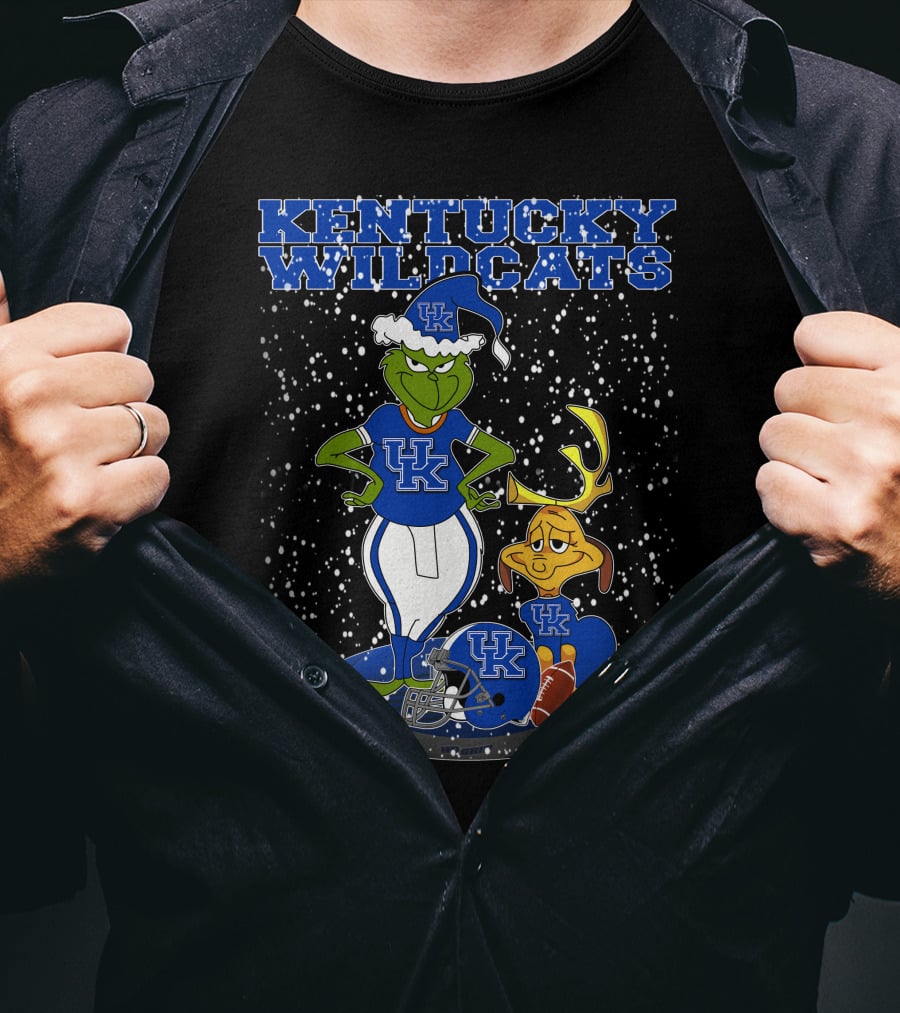Grinchxmas Kentucky Wildcats UK Football Snowy Scene T-Shirt