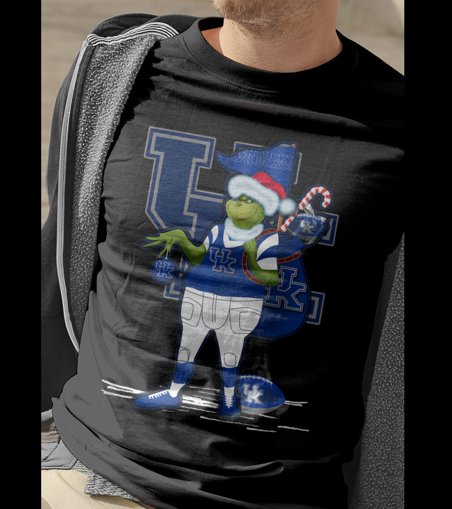 Kentucky Wildcats Grinch Christmas Santa Sports Fan T-Shirt