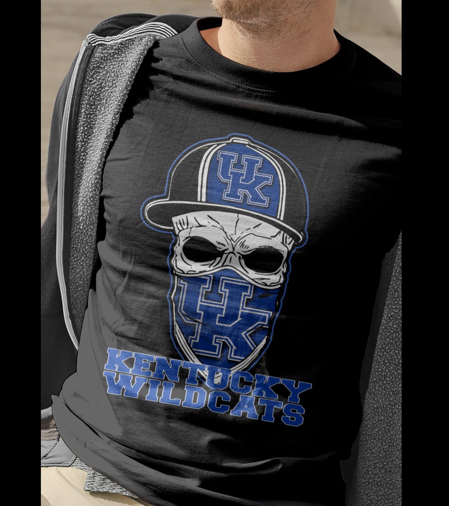 Kentucky Wildcats Skull Hat UK T-Shirt