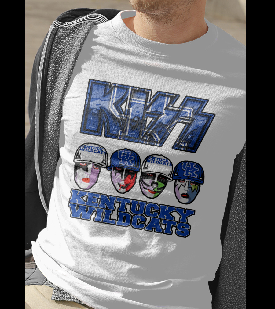 Kiss Kentucky Wildcats Blue Rock And Roll Band Fans T-Shirt
