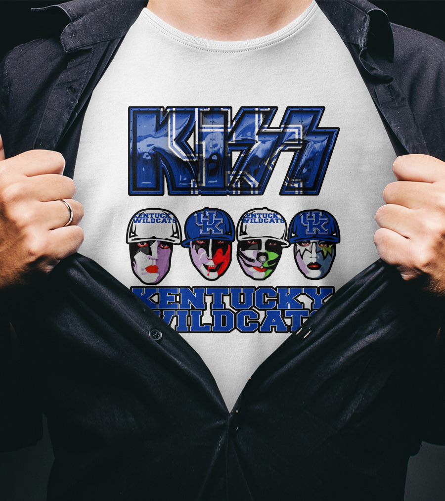 Kiss Kentucky Wildcats Blue Rock And Roll Band Fans T-Shirt