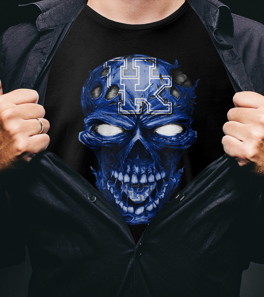 Kentucky Wildcats Skull Blue UK T-Shirt