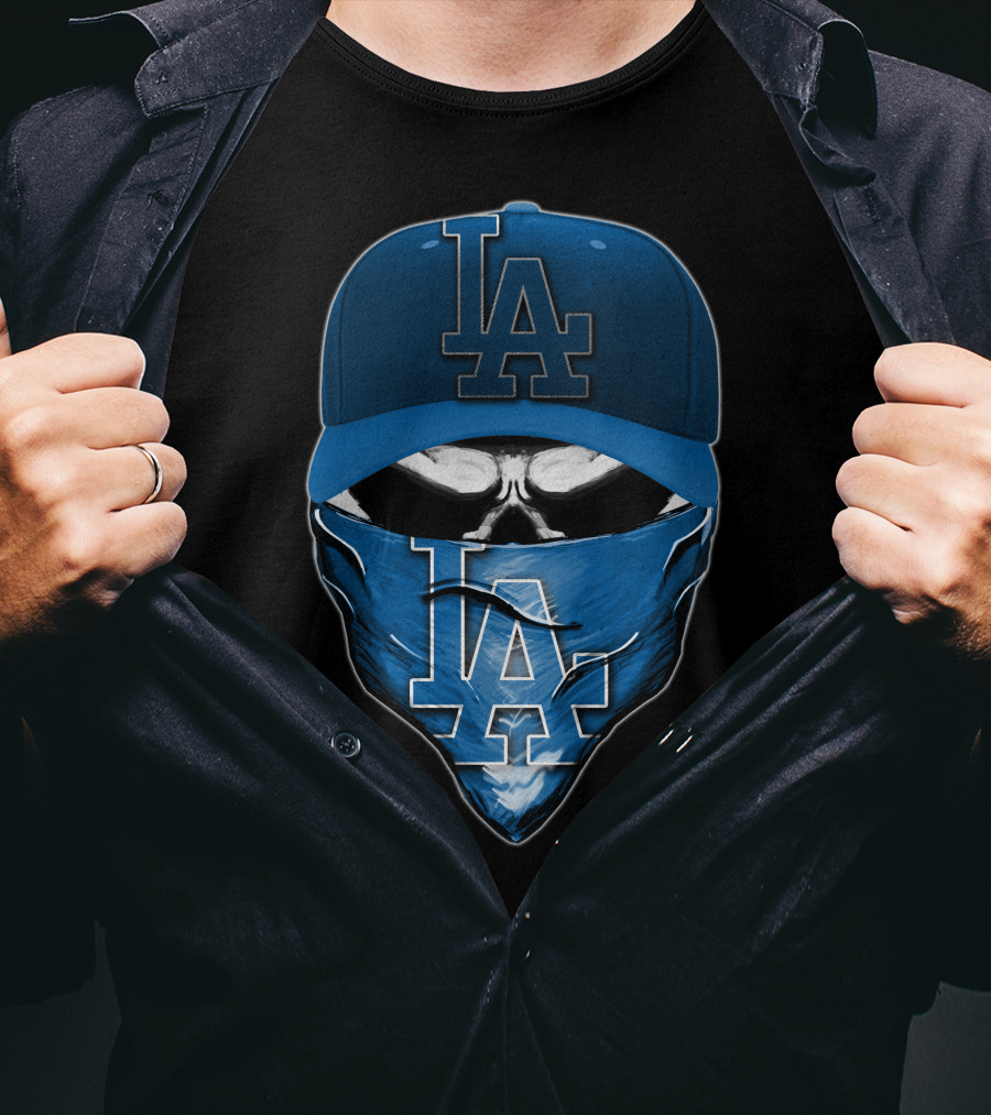 Skull LA Dodgers Hat Bandana T-Shirt