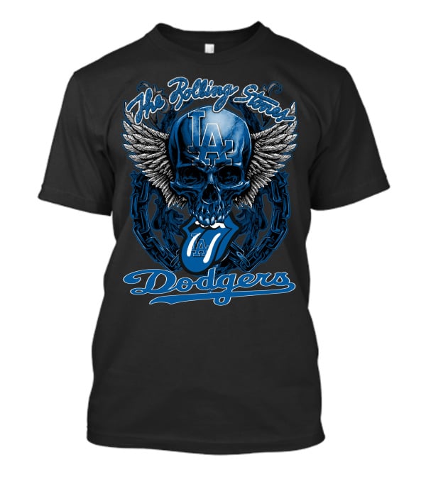 The Rolling Stones La Dodgers Skull And Winged Tongue T-Shirt