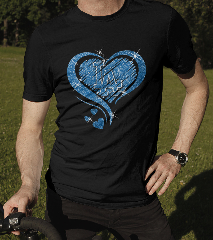 Heart Glitter LA Dodgers T-Shirt