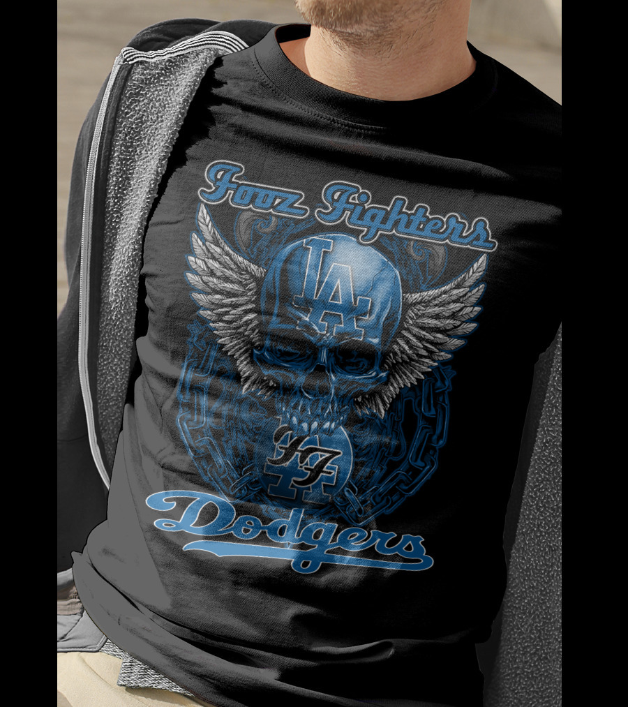 Foo Fighters Los Angeles Dodgers 47 Winged Skull T-Shirt