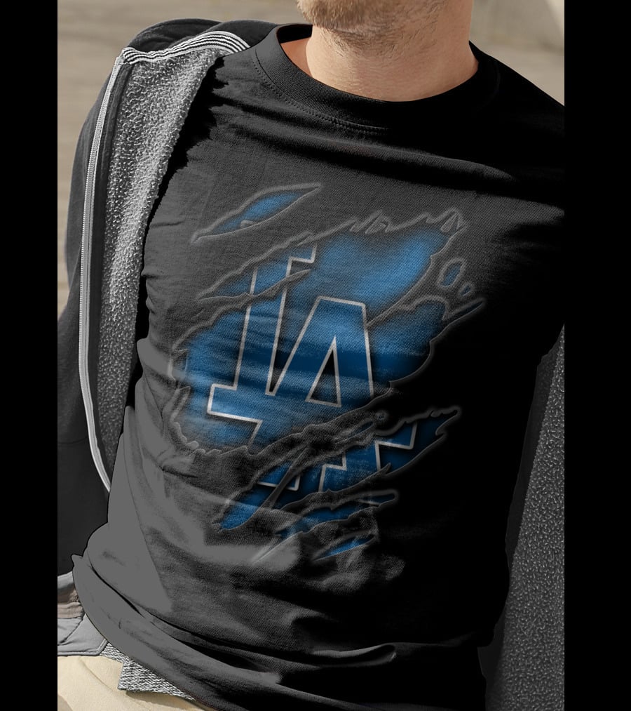 Torn Los Angeles Dodgers LA Logo Ripped Claw Marks T-Shirt