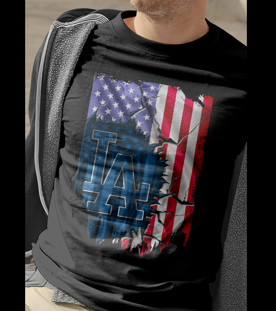 LA Dodgers American Flag Fusion T-Shirt