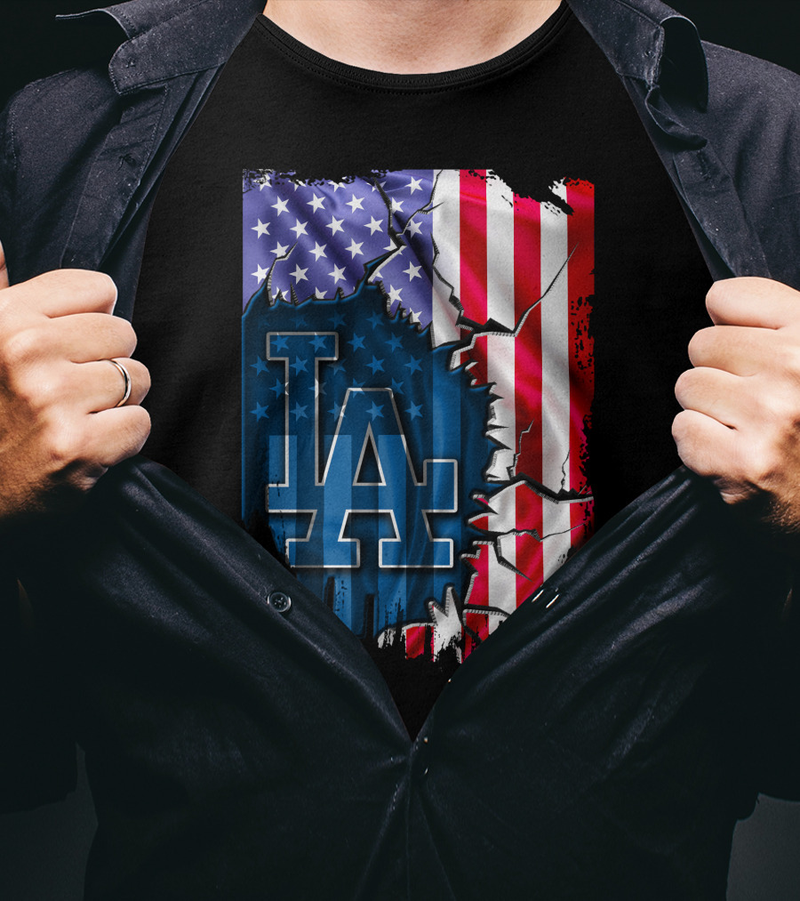 LA Dodgers American Flag Fusion T-Shirt