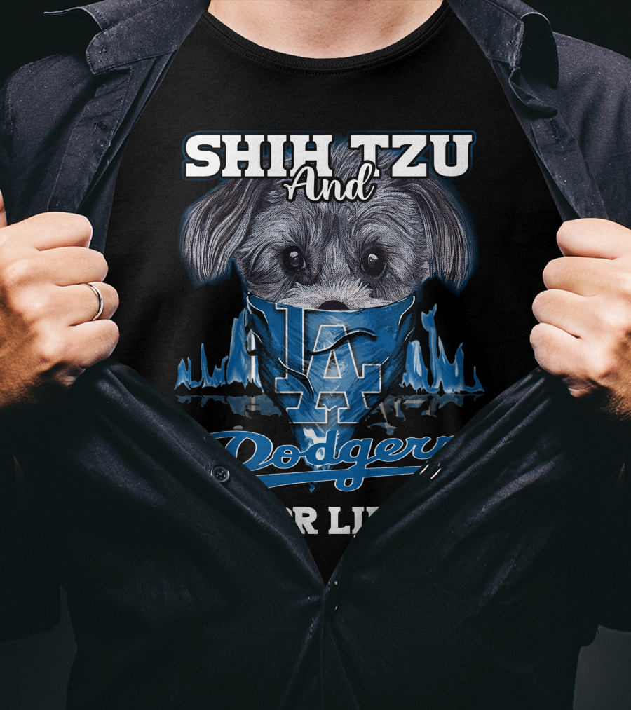 Shih Tzu And Dodgers For Life T-Shirt