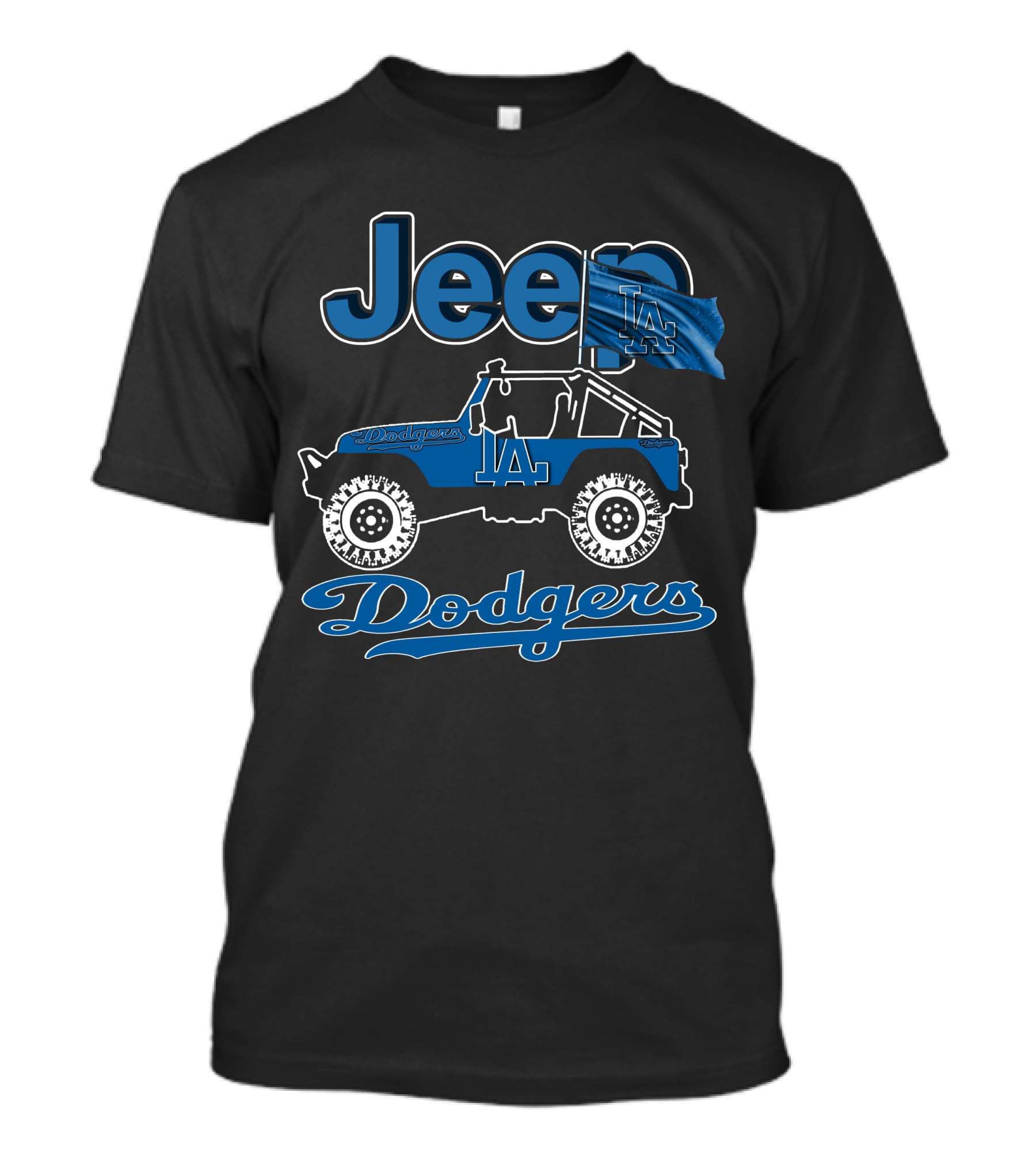 Jeep LA Dodgers Off-Road Vehicle With Flag T-Shirt