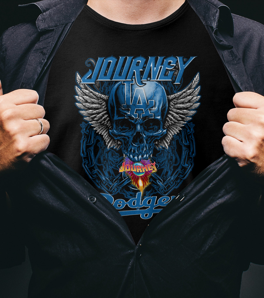 Journey Los Angeles Dodgers Skull Wings Iconic T-Shirt