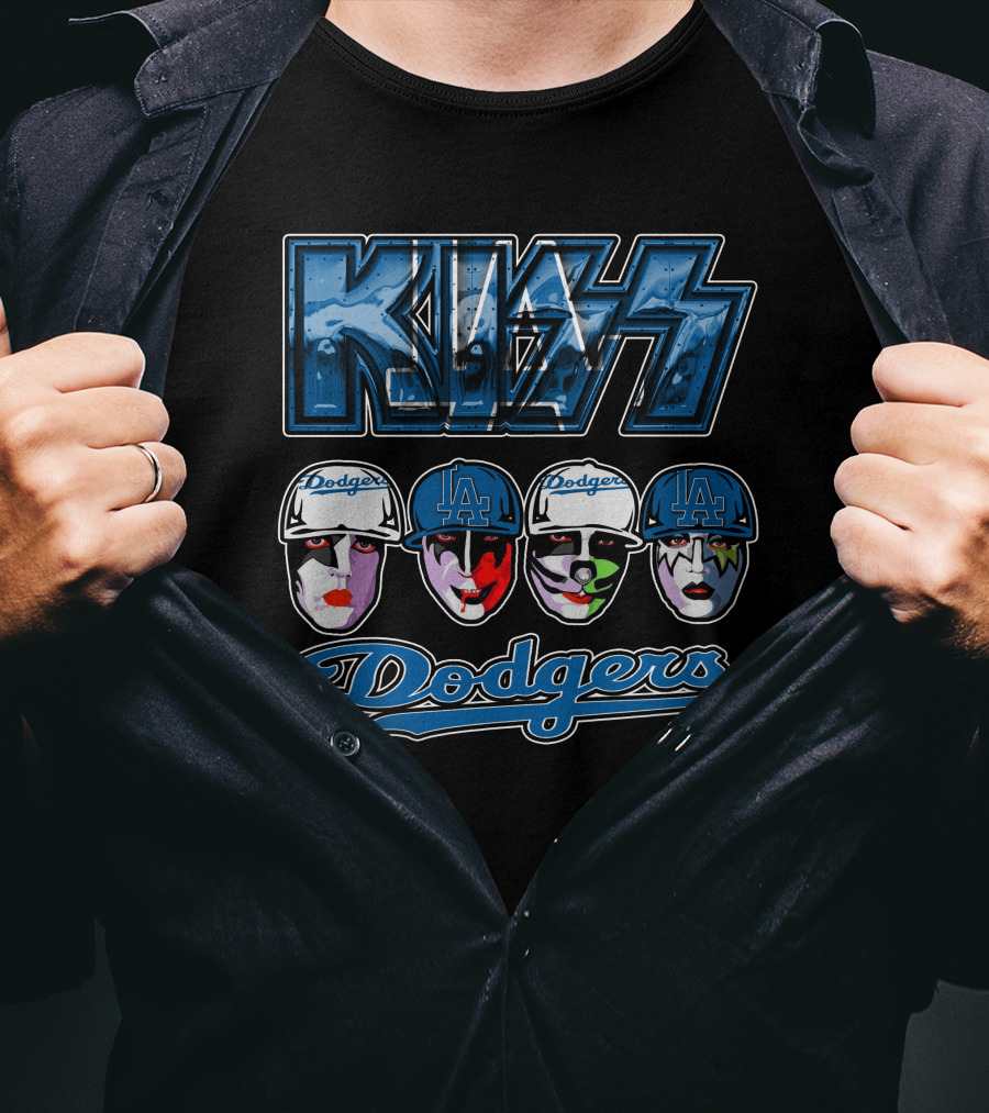 Kiss Los Angeles Dodgers Face Paint Baseball Collaboration T-Shirt