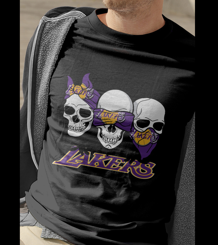 Skulls With Bandanas Los Angeles Lakers T-Shirt