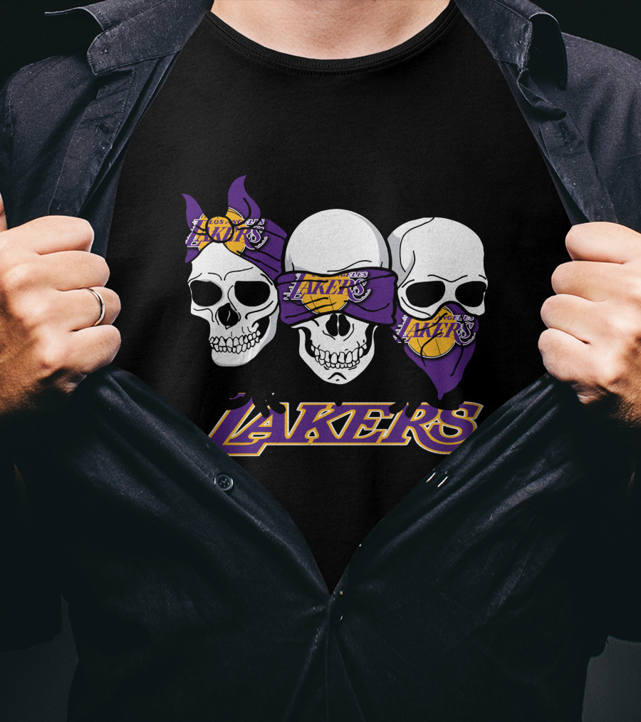 Skulls With Bandanas Los Angeles Lakers T-Shirt
