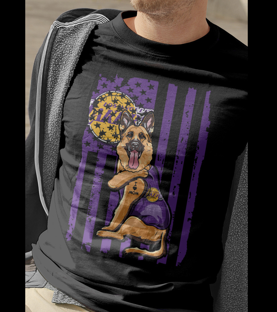 German Shepherd Los Angeles Lakers Fan Mom T-Shirt