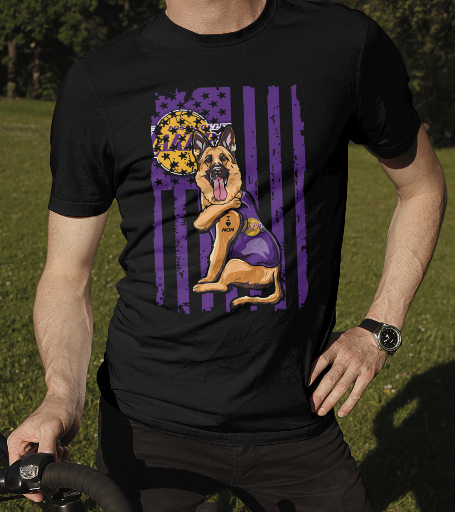German Shepherd Los Angeles Lakers Fan Mom T-Shirt