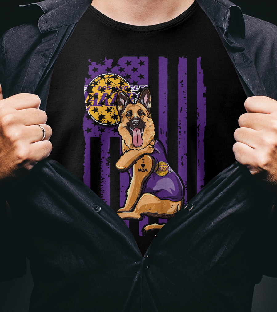 German Shepherd Los Angeles Lakers Fan Mom T-Shirt
