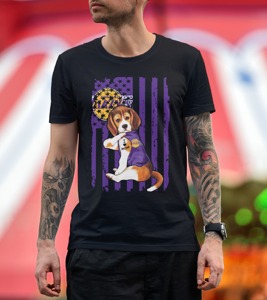 Beagle I Love Mom Los Angeles Lakers T-Shirt