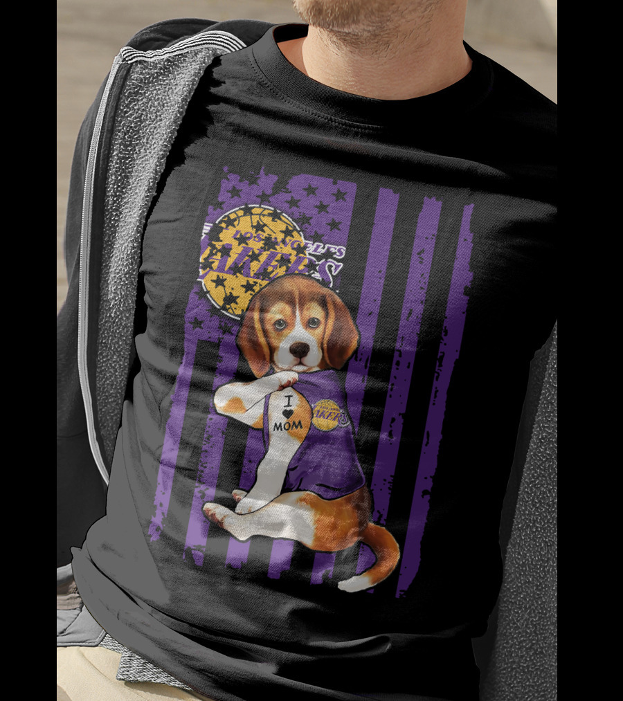 Beagle I Love Mom Los Angeles Lakers T-Shirt