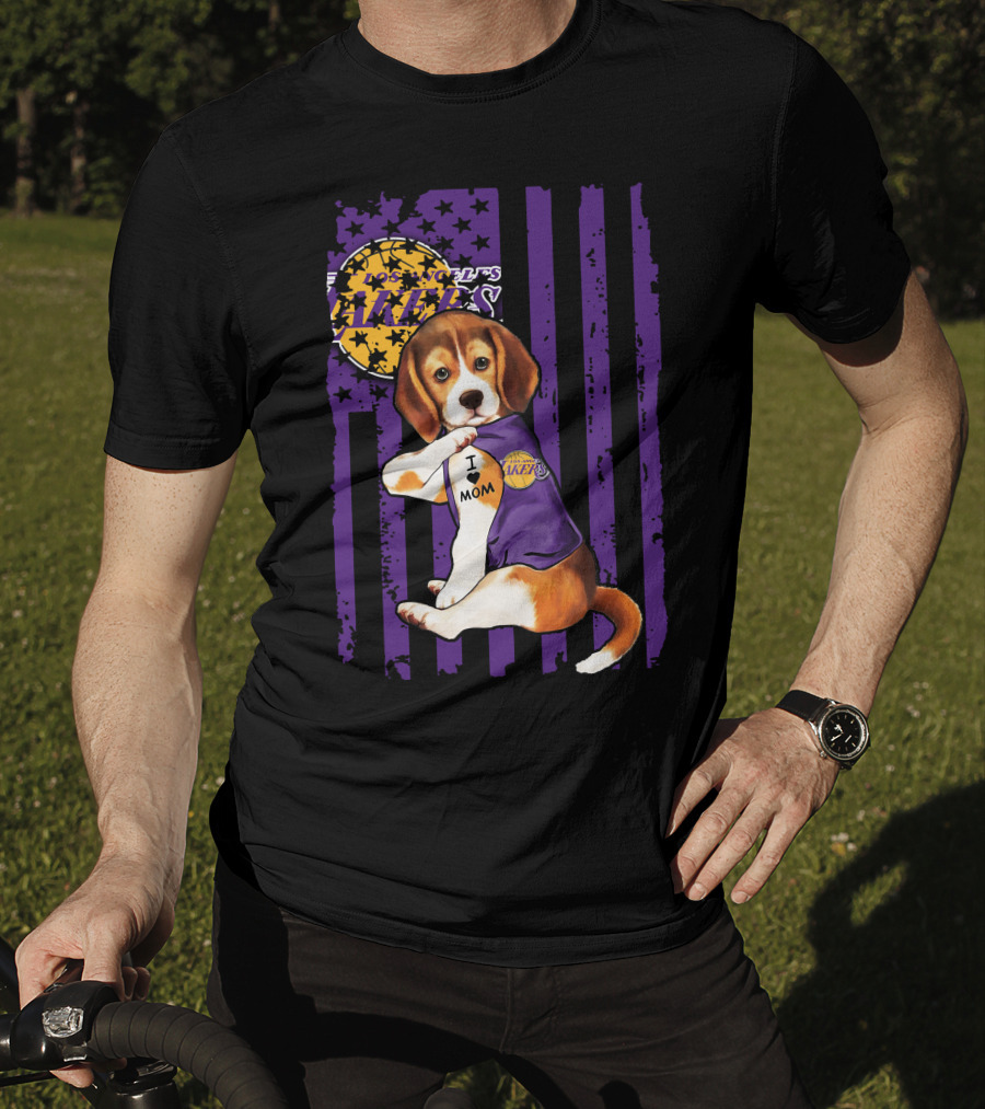 Beagle I Love Mom Los Angeles Lakers T-Shirt