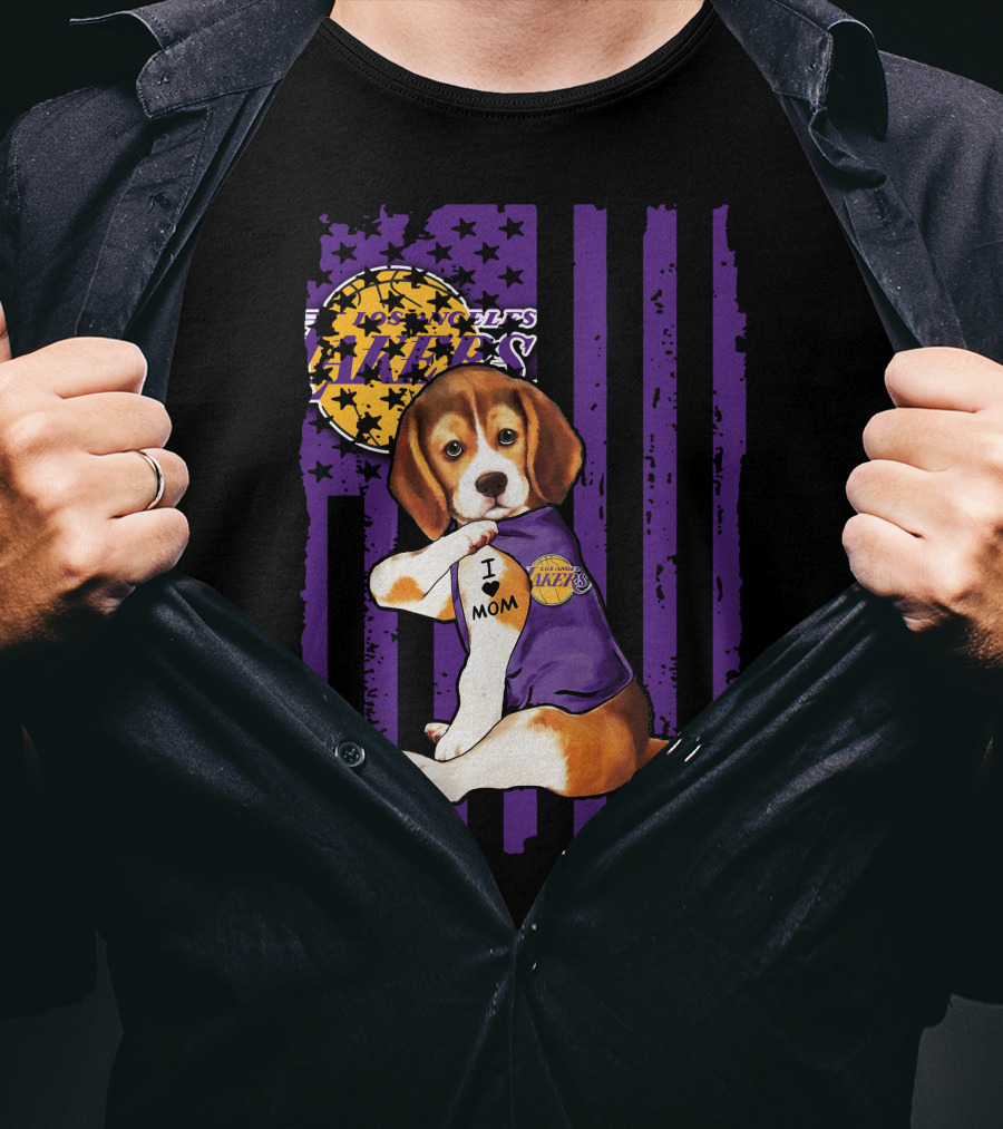 Beagle I Love Mom Los Angeles Lakers T-Shirt