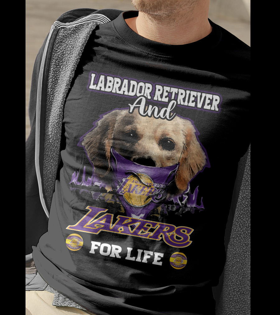 Labrador Retriever And Los Angeles Lakers For Life T-Shirt