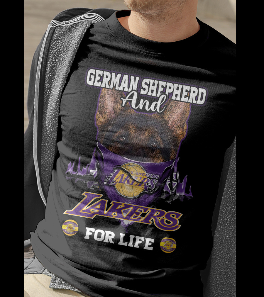 German Shepherd And Los Angeles Lakers For Life T-Shirt