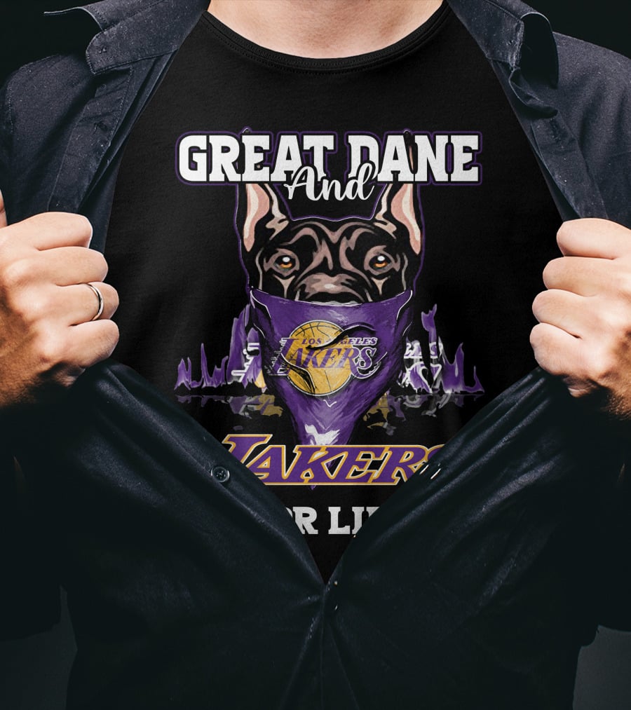 Great Dane And Los Angeles Lakers For Life T-Shirt