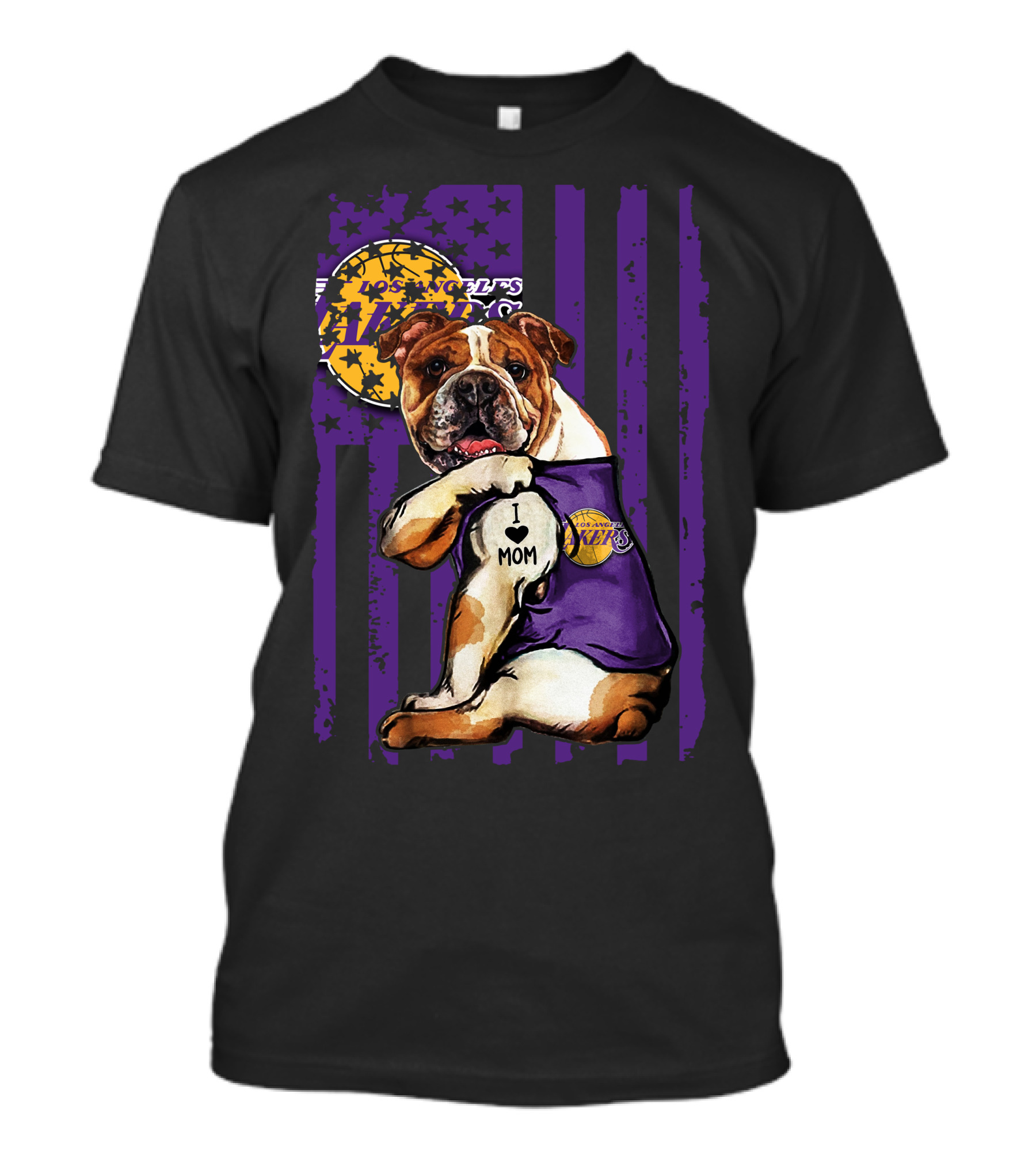 Bulldog I Love Mom Los Angeles Lakers T-Shirt