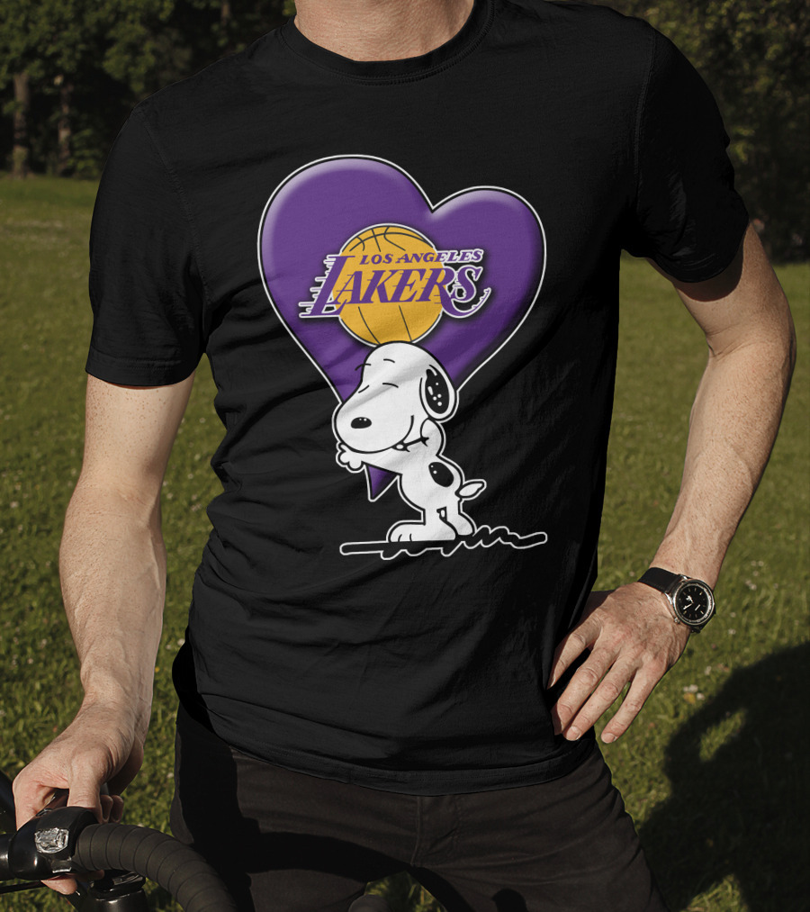 Snoopy Heart Los Angeles Lakers Basketball T-Shirt