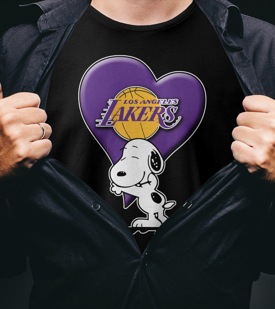 Snoopy Heart Los Angeles Lakers Basketball T-Shirt