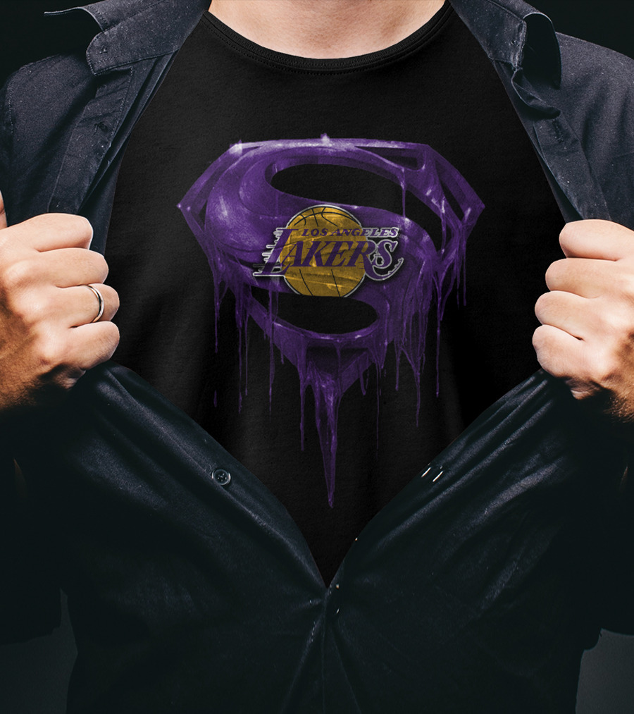 Los Angeles Lakers Super Purple Drip Basketball T-Shirt