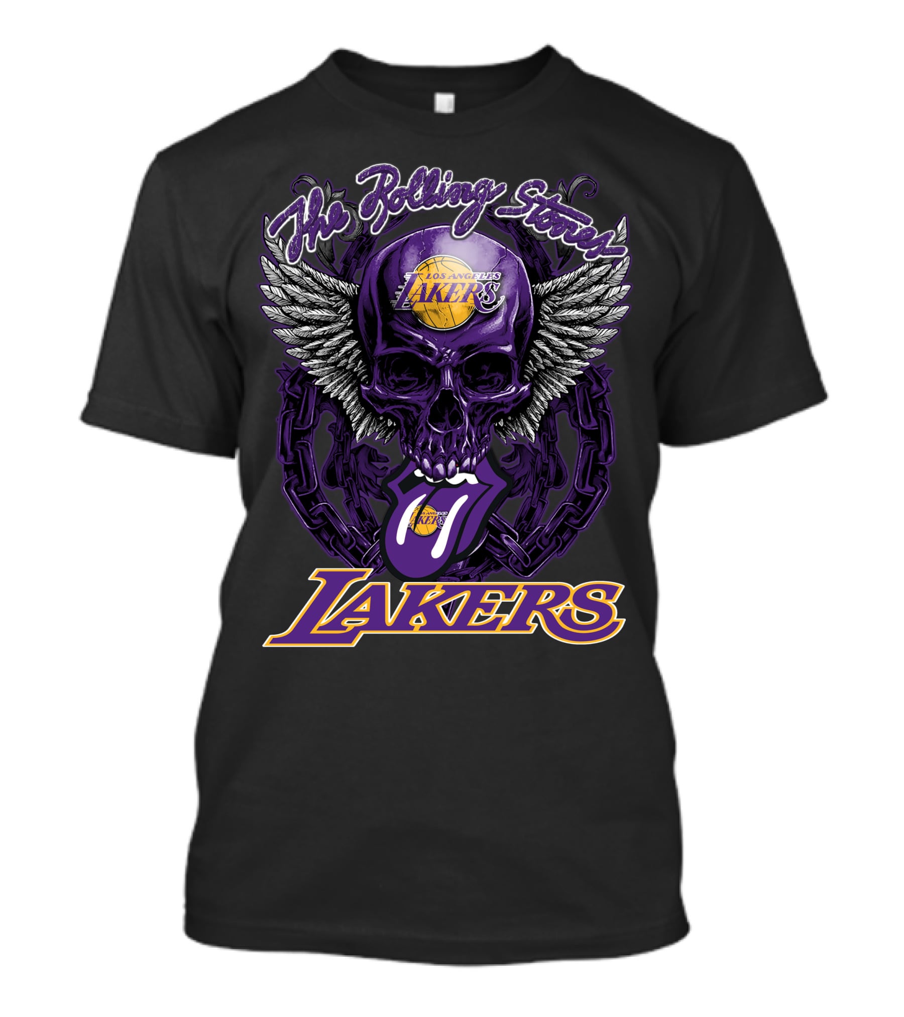 The Rolling Stones Los Angeles Lakers Skull Logo Collaboration T-Shirt