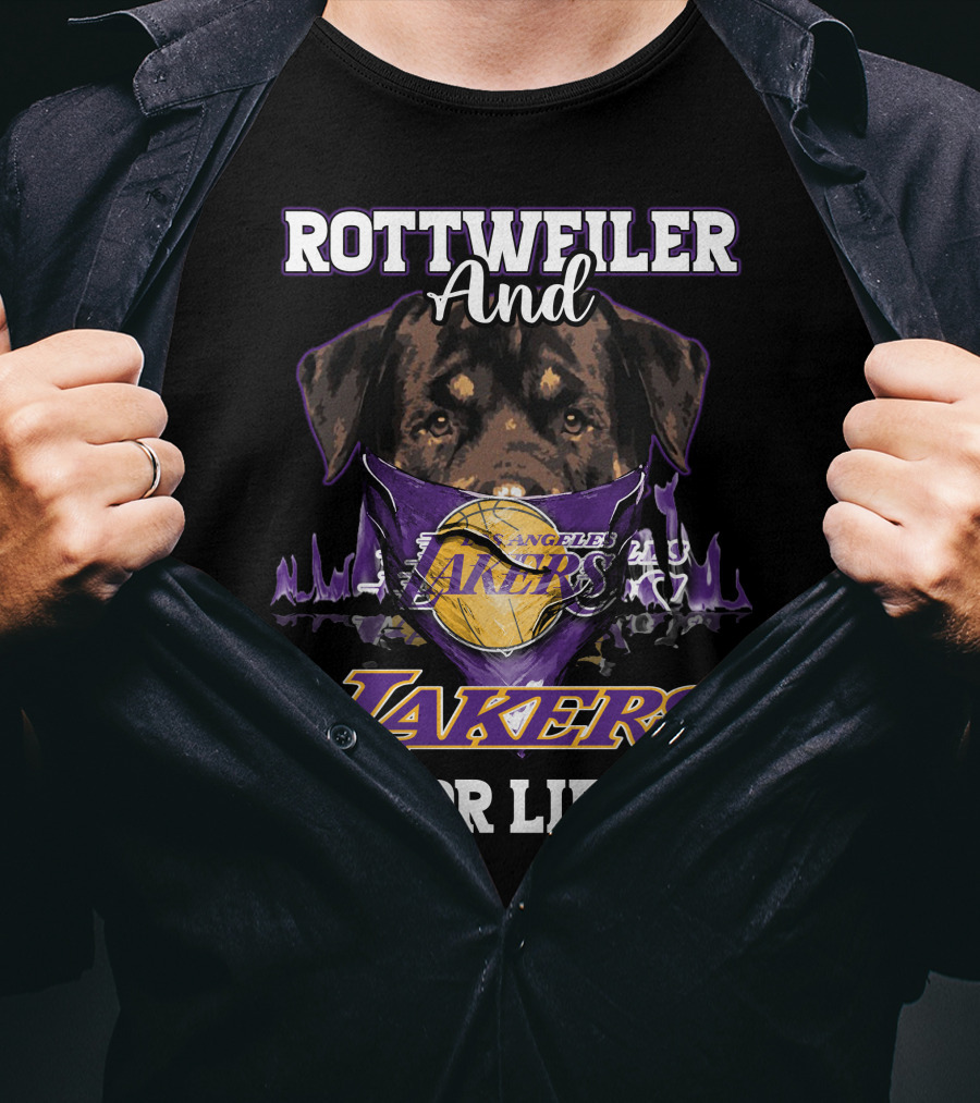 Rottweiler And Los Angeles Lakers For Life T-Shirt