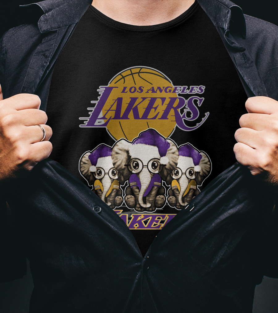 Los Angeles Lakers Xmas Elephants Basketball T-Shirt
