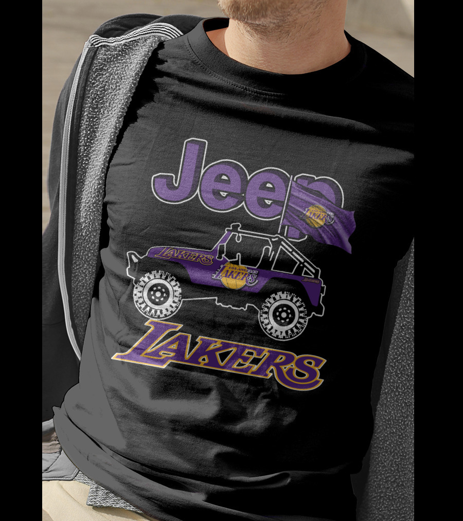 Jeep Los Angeles Lakers Flag Logo Vehicle Wheels T-Shirt